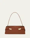 Ferragamo Hug East-west Small Leather Shoulder Bag In Pink