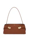Ferragamo Hug East-west Small Leather Shoulder Bag In Brown