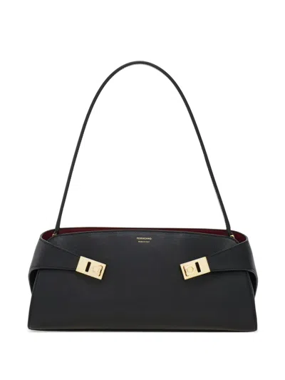 Ferragamo Hug East-west Leather Shoulder Bag In Purple