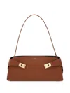 Ferragamo Hug East-west Small Leather Shoulder Bag In Brown