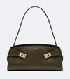 Ferragamo Hug East-west Small Leather Shoulder Bag In Green