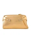 Ferragamo Hug Embellished Metallic Shoulder Bag In Golden