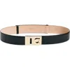 Ferragamo Hug Expandable Leather Belt In Black