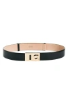 Ferragamo Hug Expandable Leather Belt In Nero/naturale
