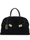Ferragamo Hug Faux-fur Tote Bag In Black