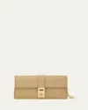 Ferragamo Hug Flap Leather Wallet On Chain In Stone
