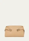 Ferragamo Hug Gancini Leather Shoulder Bag In Light Camel