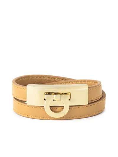 Ferragamo Hug Gancini Logo Bracelet In Gold