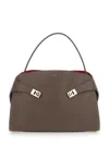 Ferragamo Hug Soft L Clay/red Shoulder Bag In Grey