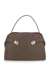 Ferragamo Hug Soft L Clay/red Shoulder Bag In Grey