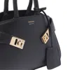 Ferragamo Hug S Black Handbag With Logo And Gancini Buckle In Leather Woman In Black