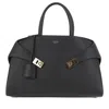 Ferragamo 'hug' Black Handbag With Logo And Gancini Buckle In Black