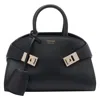 Ferragamo Medium Hug Leather Top Handle Bag In Black