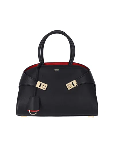 Ferragamo "hug" Handbag In Black