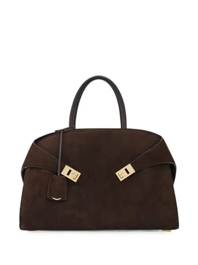 Ferragamo Hug Handbag (l) In Brown