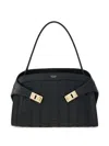 Ferragamo Leather Medium Hug Soft Shoulder Bag In Black