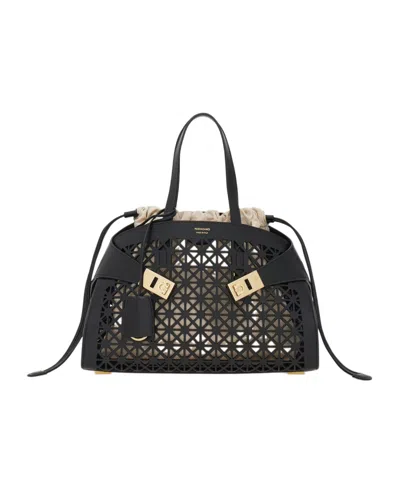 Ferragamo Hug Handbag (m) In Black