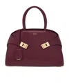 Ferragamo Medium Hug Leather Tote Bag In Purple
