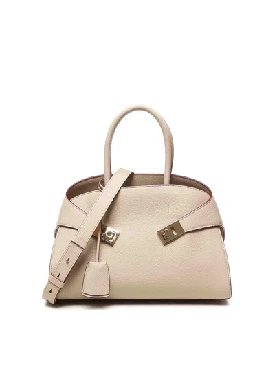 Ferragamo Hug Handbag (m) In Sand