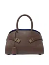 Ferragamo Hug S Brown Handbag With Logo And Gancini Buckle In Leather Woman In Marrón