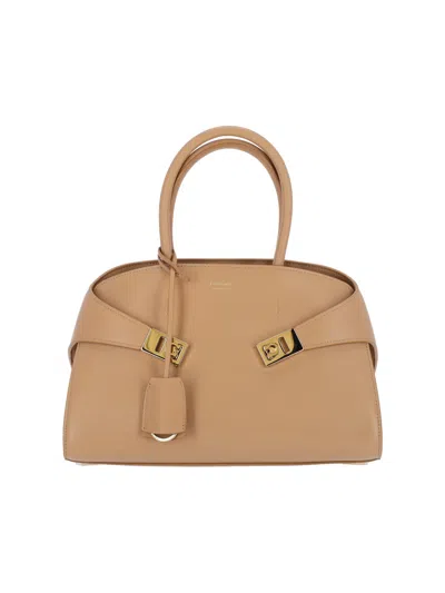 Ferragamo "hug" Handbag In Sand