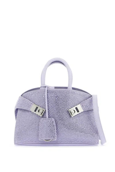 Ferragamo Hug Handbag With Crystals (s) In Violet
