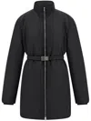 Ferragamo Mid Length Padded Jacket With Hug Belt In Schwarz