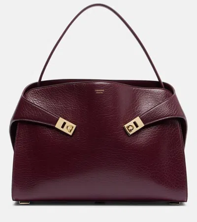 FERRAGAMO HUG LARGE LEATHER TOTE BAG