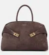 Ferragamo Hug Large Suede Tote Bag In Brown
