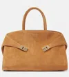 Ferragamo Hug Large Suede Tote Bag In Brown