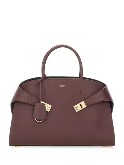 Ferragamo Medium Hug Leather Tote In Red