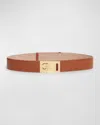 Ferragamo Fixed Gancini Brown Belt In New Cognac Naturale Beige Tortora