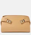 Ferragamo Hug Gancini Leather Shoulder Bag In Light Camel  Light Camel