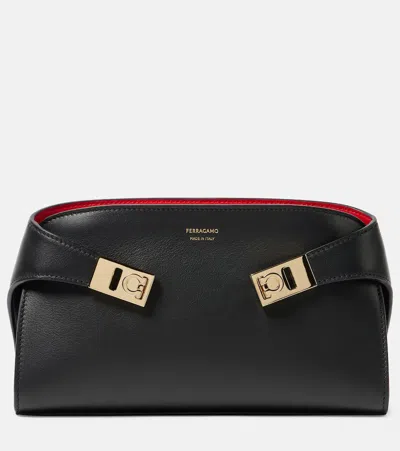 Ferragamo Hug Colorblock Leather Crossbody Bag In Nero  Flame Red  Flame Red