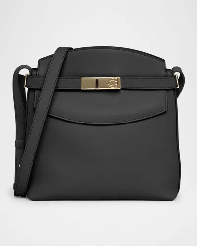 Ferragamo Hug Leather Crossbody Bag In Nero