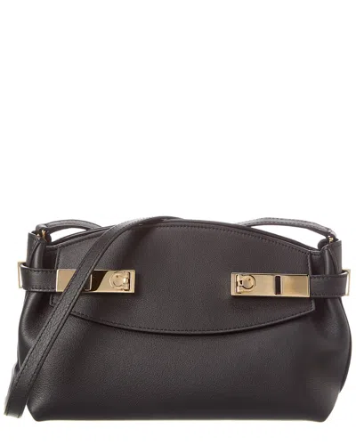 Ferragamo Hug Leather Crossbody In Black