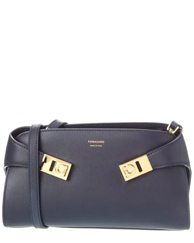 Ferragamo Hug Leather Crossbody In Blue