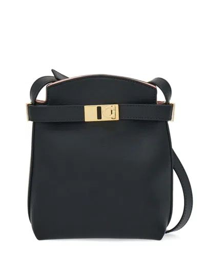 Ferragamo Hug Leather Mini Bag In Black