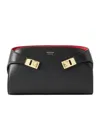 Ferragamo Small Structured Shoulder Bag With Adjustable Strap In Black