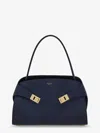 Ferragamo Soft Medium Shoulder Bag Gold Hardware Top Handle In Blue