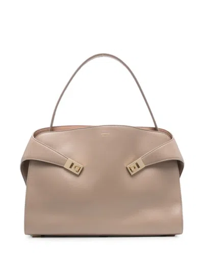 Ferragamo Beige Hug Medium Shoulder Bag In Neutral