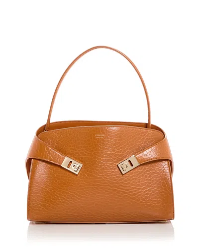 FERRAGAMO HUG LEATHER TOP HANDLE BAG