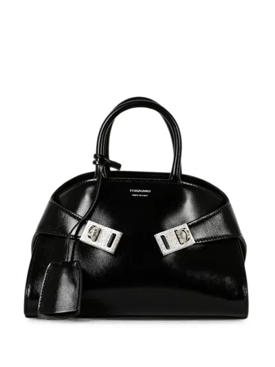 Ferragamo Hug Leather Tote Bag In Black