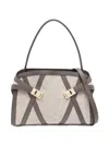 Ferragamo Hug Leather-trimmed Tote Bag In Gray
