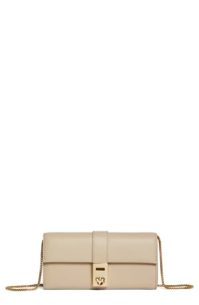 Ferragamo Hug Leather Wallet On A Chain In Stone