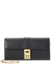 Ferragamo Hug Leather Wallet On A Chain In Black