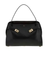 Ferragamo Hug Black Shoulder Bag With Logo Print On The Front In Leather Woman In Multi