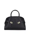 Ferragamo Mini Clutch Embellished Gancini Buckles In Black