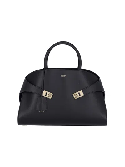 Ferragamo "hug M" Handbag In Black