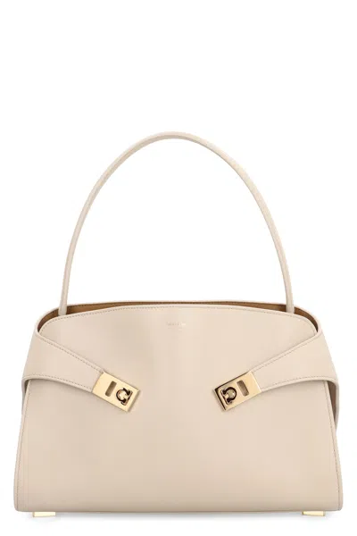 Ferragamo Hug M Leather Handbag In Gray